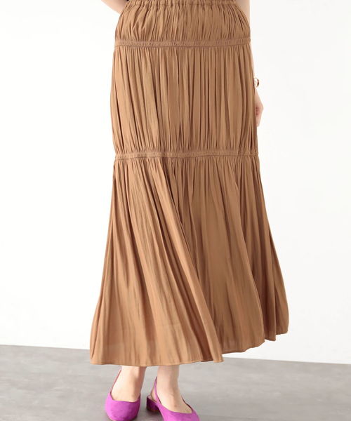 YECCA VECCA（イェッカヴェッカ）の「シャーリングギャザースカート（スカート・レディース・ネイビー/グリーン/キャメル・FREE）」の15枚目の写真