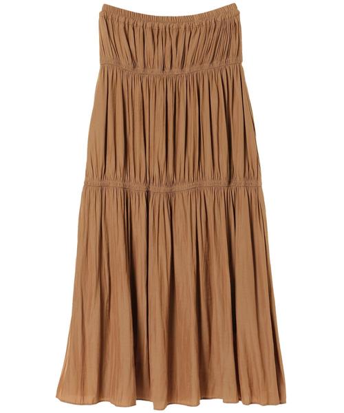 YECCA VECCA（イェッカヴェッカ）の「シャーリングギャザースカート（スカート・レディース・ネイビー/グリーン/キャメル・FREE）」の4枚目の写真