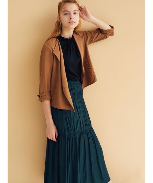 YECCA VECCA（イェッカヴェッカ）の「シャーリングギャザースカート（スカート・レディース・ネイビー/グリーン/キャメル・FREE）」の9枚目の写真