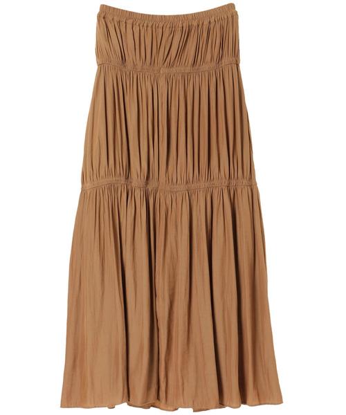 YECCA VECCA（イェッカヴェッカ）の「シャーリングギャザースカート（スカート・レディース・ネイビー/グリーン/キャメル・FREE）」の10枚目の写真