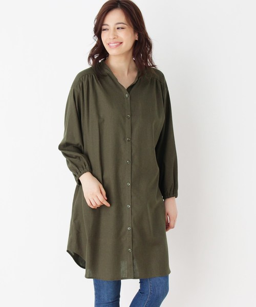 シャツワンピース ワンピース Shoo La Rue シューラルー のファッション ワンピース 麻混前開き Shoo La Rue シューラルー の ワンピース 麻混前開き ワンピース セール 人気の新品送無