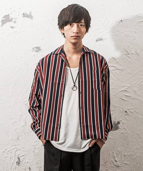 MinoriTY（マイノリティ）の「オープンカラーシャツ/総柄プリント（シャツ/ブラウス・メンズ・ブラック/グリーン/ブラウン/ワイン/マスタード・M/XL/L）」の5枚目の写真