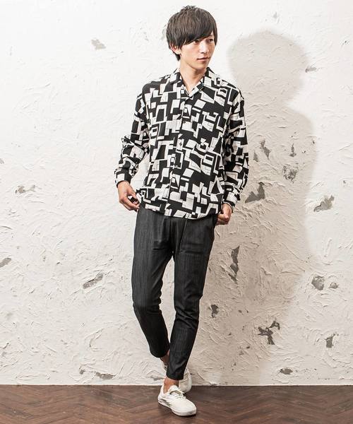 MinoriTY（マイノリティ）の「オープンカラーシャツ/総柄プリント（シャツ/ブラウス・メンズ・ブラック/グリーン/ブラウン/ワイン/マスタード・M/XL/L）」の14枚目の写真