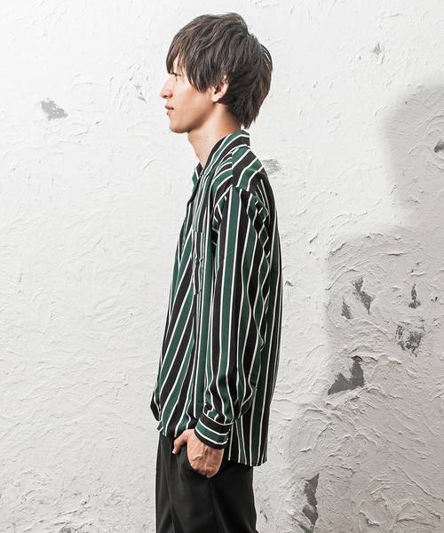 MinoriTY（マイノリティ）の「オープンカラーシャツ/総柄プリント（シャツ/ブラウス・メンズ・ブラック/グリーン/ブラウン/ワイン/マスタード・M/XL/L）」の15枚目の写真