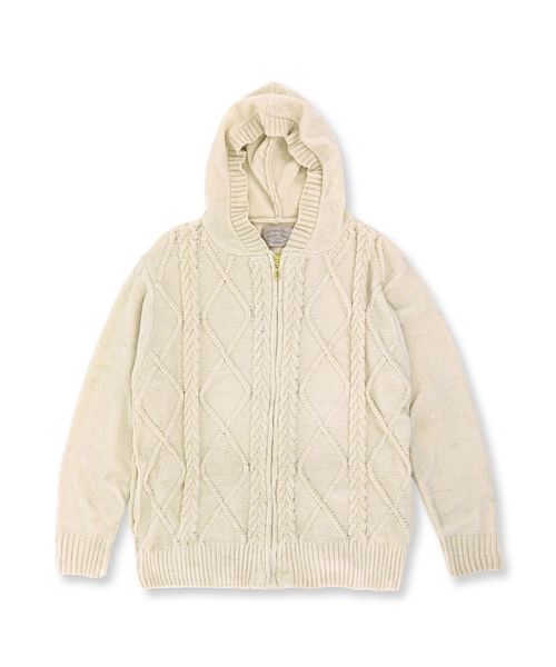 fran de lingerie（フランデランジェリー）の「teddy knit テディニット ケーブル編みパーカー（ルームウェア/パジャマ・レディース・オフホワイト/ピンク/モカ・M-L）」の10枚目の写真