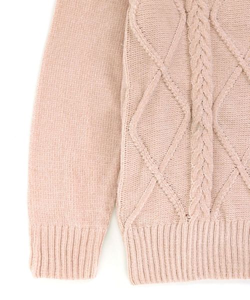 fran de lingerie（フランデランジェリー）の「teddy knit テディニット ケーブル編みパーカー（ルームウェア/パジャマ・レディース・オフホワイト/ピンク/モカ・M-L）」の7枚目の写真