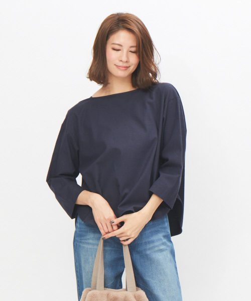 collex(コレックス)の「異素材コンビブラウス(シャツ/ブラウス)」|ネイビー
