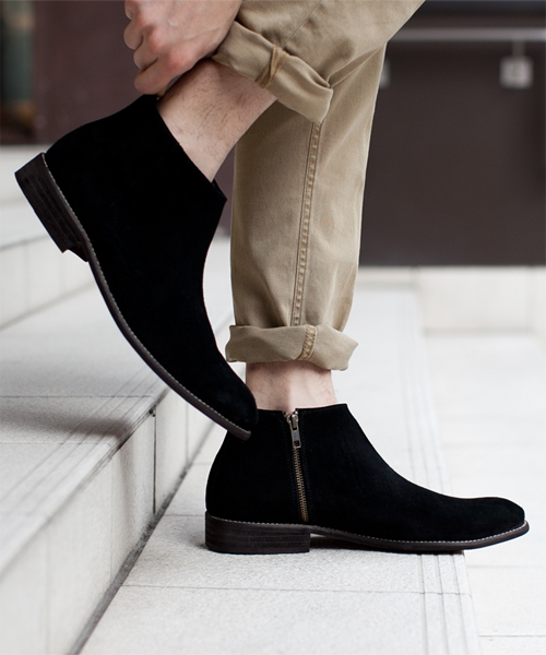 NANO universe（ナノユニバース）の「Enzo Giletti/ スウェードサイドZIPショートブーツ（ブーツ・メンズ・ブラック/ブラウン・41/43/40/42）」の2枚目の写真