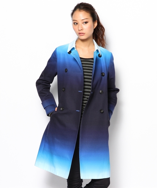 Paul Smith BLACK Paul by Paul Smith（ポールスミスブラック ポールバイポールスミス）の「ディップダイトレンチコート（Paul Smith BLACK）（トレンチコート・レディース・ブルー系6・40/42/38）」の7枚目の写真