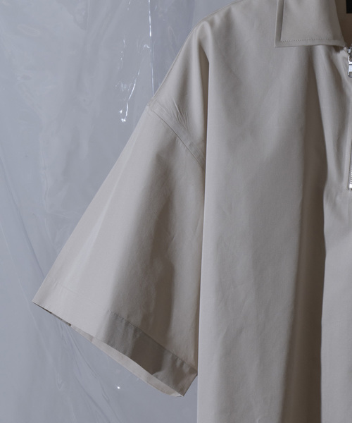 MAISON SPECIAL（メゾンスペシャル）の「スーパービッグサイズハーフジッププルオーバーシャツ 【MAISON SPECIAL/メゾンスペシャル】（シャツ/ブラウス・メンズ・ベージュ/ブラック/サックスブルー・46/48）」の6枚目の写真