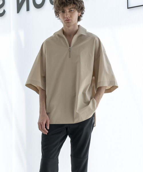 MAISON SPECIAL（メゾンスペシャル）の「スーパービッグサイズハーフジッププルオーバーシャツ 【MAISON SPECIAL/メゾンスペシャル】（シャツ/ブラウス・メンズ・ベージュ/ブラック/サックスブルー・46/48）」の13枚目の写真