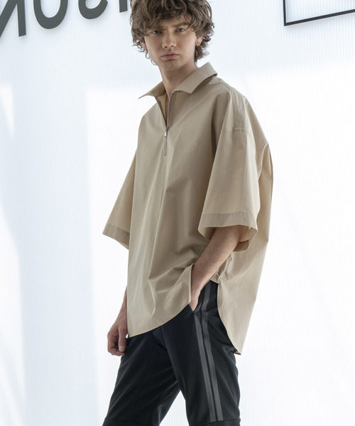 MAISON SPECIAL（メゾンスペシャル）の「スーパービッグサイズハーフジッププルオーバーシャツ 【MAISON SPECIAL/メゾンスペシャル】（シャツ/ブラウス・メンズ・ベージュ/ブラック/サックスブルー・46/48）」の14枚目の写真