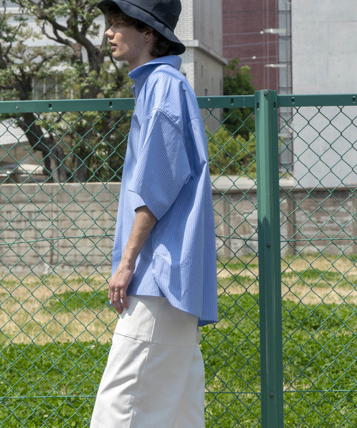 MAISON SPECIAL（メゾンスペシャル）の「スーパービッグサイズハーフジッププルオーバーシャツ 【MAISON SPECIAL/メゾンスペシャル】（シャツ/ブラウス・メンズ・ベージュ/ブラック/サックスブルー・46/48）」の17枚目の写真