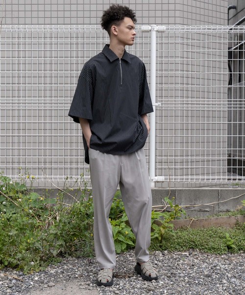 MAISON SPECIAL（メゾンスペシャル）の「スーパービッグサイズハーフジッププルオーバーシャツ 【MAISON SPECIAL/メゾンスペシャル】（シャツ/ブラウス・メンズ・ベージュ/ブラック/サックスブルー・46/48）」の19枚目の写真