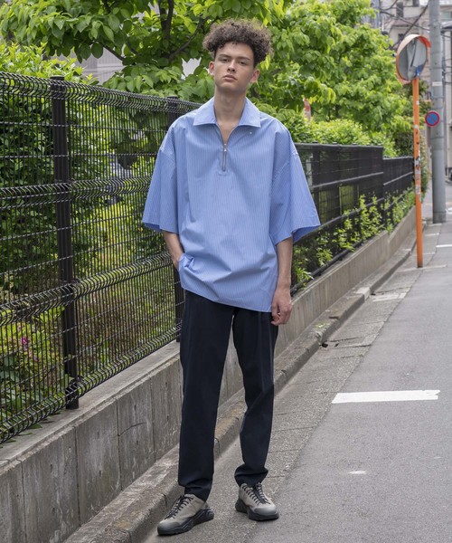 MAISON SPECIAL（メゾンスペシャル）の「スーパービッグサイズハーフジッププルオーバーシャツ 【MAISON SPECIAL/メゾンスペシャル】（シャツ/ブラウス・メンズ・ベージュ/ブラック/サックスブルー・46/48）」の21枚目の写真