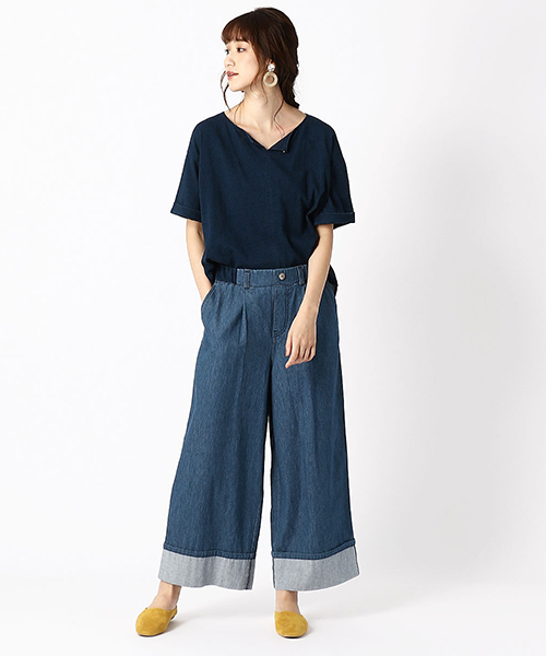 ONIGIRI(オニギリ)の「デニム イージー ワイドパンツ(デニムパンツ・レディース・ホワイト/ネイビー・SMALL/MEDIUM/LARGE)」の3枚目の写真