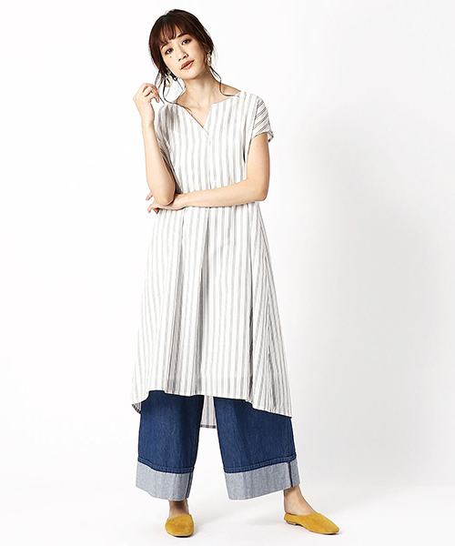 ONIGIRI(オニギリ)の「デニム イージー ワイドパンツ(デニムパンツ・レディース・ホワイト/ネイビー・SMALL/MEDIUM/LARGE)」の5枚目の写真