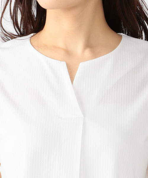 A/C DESIGN BY ALPHA CUBIC（エーシーデザインバイアルファキュービック）の「フロントタックプルオーバー（Tシャツ/カットソー・レディース・ネイビー/オフホワイト/サックスブルー・M size/L size）」の15枚目の写真