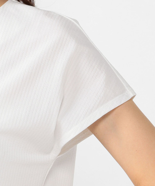 A/C DESIGN BY ALPHA CUBIC（エーシーデザインバイアルファキュービック）の「フロントタックプルオーバー（Tシャツ/カットソー・レディース・ネイビー/オフホワイト/サックスブルー・M size/L size）」の7枚目の写真