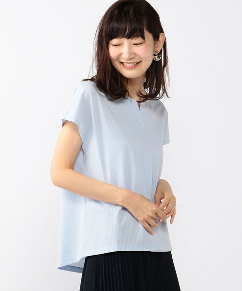 A/C DESIGN BY ALPHA CUBIC（エーシーデザインバイアルファキュービック）の「フロントタックプルオーバー（Tシャツ/カットソー・レディース・ネイビー/オフホワイト/サックスブルー・M size/L size）」の16枚目の写真