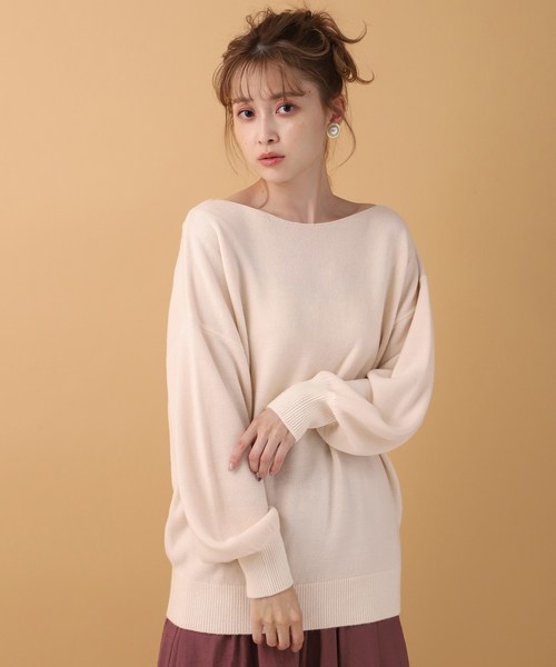 one after another NICE CLAUP(ワンアフターアナザーナイスクラップ)の「ボートネック2wayニット(ニット/セーター・レディース・アイボリー/ブラウン/モカ/ベージュ・FREE)」の2枚目の写真