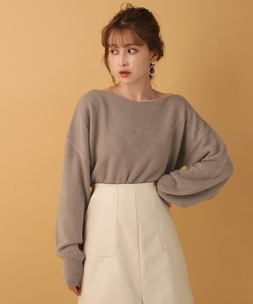 one after another NICE CLAUP(ワンアフターアナザーナイスクラップ)の「ボートネック2wayニット(ニット/セーター・レディース・アイボリー/ブラウン/モカ/ベージュ・FREE)」の4枚目の写真