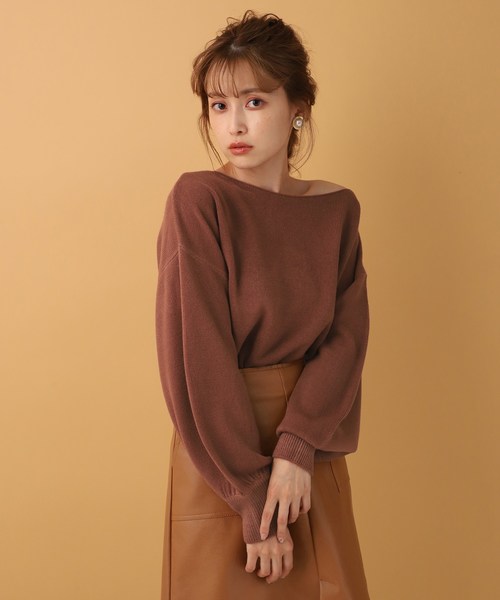 one after another NICE CLAUP(ワンアフターアナザーナイスクラップ)の「ボートネック2wayニット(ニット/セーター・レディース・アイボリー/ブラウン/モカ/ベージュ・FREE)」の22枚目の写真