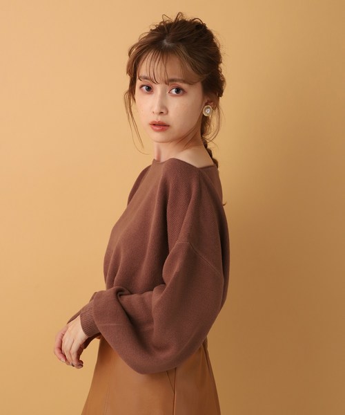 one after another NICE CLAUP(ワンアフターアナザーナイスクラップ)の「ボートネック2wayニット(ニット/セーター・レディース・アイボリー/ブラウン/モカ/ベージュ・FREE)」の16枚目の写真