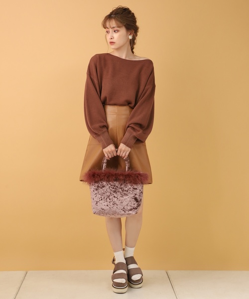 one after another NICE CLAUP(ワンアフターアナザーナイスクラップ)の「ボートネック2wayニット(ニット/セーター・レディース・アイボリー/ブラウン/モカ/ベージュ・FREE)」の14枚目の写真