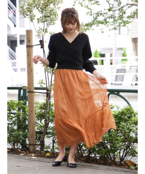 【新品】THIRD MAGAZINE レースマキシスカート ロゴボクシースウェット×CHOKLATE(ショックレート)/レース