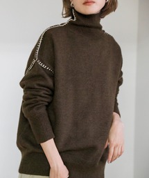 select MOCA | ステッチタートルネックニット/ドロップショルダーステッチデザインニット(ニット/セーター)