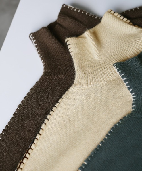 select MOCA(セレクトモカ)の「ステッチタートルネックニット(ニット/セーター・レディース・ブラウン/アイボリー/ダークブルー・FREE)」の22枚目の写真