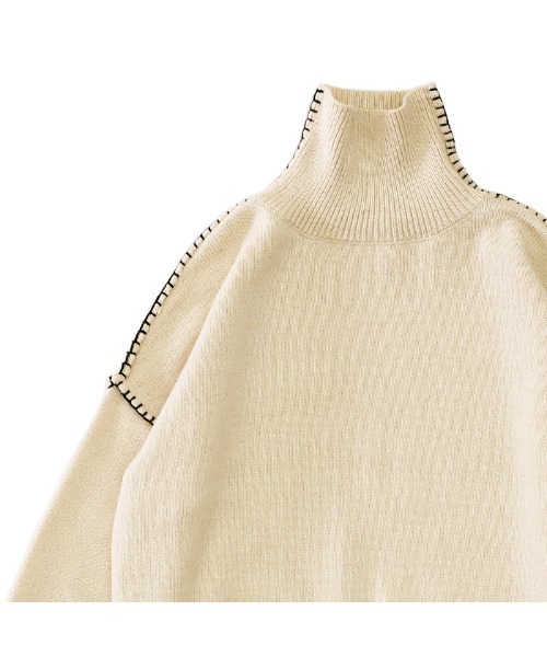 select MOCA(セレクトモカ)の「ステッチタートルネックニット(ニット/セーター・レディース・ブラウン/アイボリー/ダークブルー・FREE)」の20枚目の写真