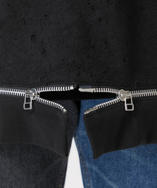 JOHN LAWRENCE SULLIVAN（ジョンローレンスサリバン）の「【JOHN LAWRENCE SULLIVAN】ダメージスウェットジッププルオーバー/DAMAGED SWEAT ZIPPED PULLOVER / 5A002-0420-30（スウェット・メンズ・ブラック・SMALL/MEDIUM）」の20枚目の写真