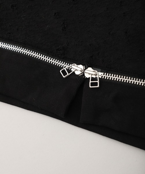 JOHN LAWRENCE SULLIVAN（ジョンローレンスサリバン）の「【JOHN LAWRENCE SULLIVAN】ダメージスウェットジッププルオーバー/DAMAGED SWEAT ZIPPED PULLOVER / 5A002-0420-30（スウェット・メンズ・ブラック・SMALL/MEDIUM）」の8枚目の写真