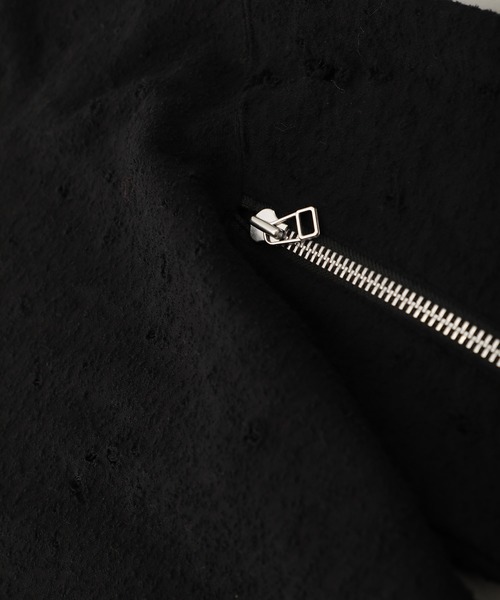 JOHN LAWRENCE SULLIVAN（ジョンローレンスサリバン）の「【JOHN LAWRENCE SULLIVAN】ダメージスウェットジッププルオーバー/DAMAGED SWEAT ZIPPED PULLOVER / 5A002-0420-30（スウェット・メンズ・ブラック・SMALL/MEDIUM）」の9枚目の写真