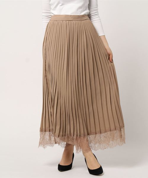 STYLEBLOCK（スタイルブロック）の「トロピカルスカラップレースヘムプリーツカート（スカート・レディース・ライトグレー/ベージュ/ミント/ライトベージュ・M）」の7枚目の写真