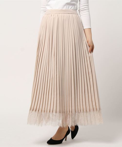 STYLEBLOCK（スタイルブロック）の「トロピカルスカラップレースヘムプリーツカート（スカート・レディース・ライトグレー/ベージュ/ミント/ライトベージュ・M）」の8枚目の写真