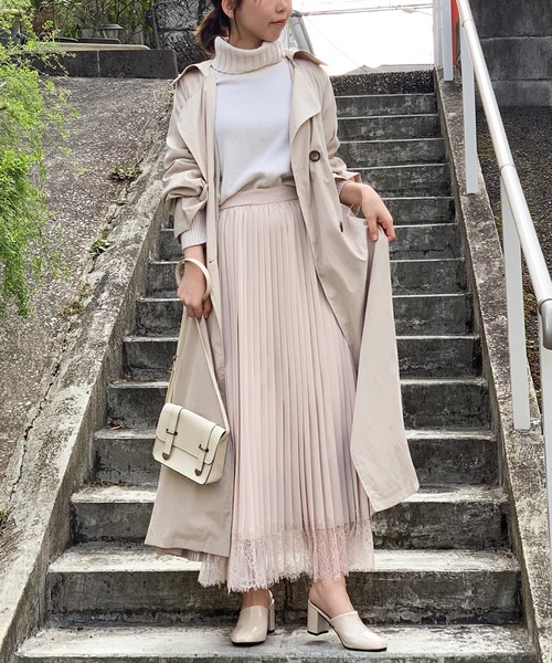 STYLEBLOCK（スタイルブロック）の「トロピカルスカラップレースヘムプリーツカート（スカート・レディース・ライトグレー/ベージュ/ミント/ライトベージュ・M）」の9枚目の写真