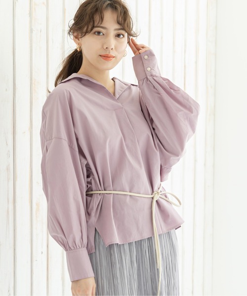 12Twelve Agenda(トゥエルブ アジェンダ)の「コットンテンセルシャツブラウス(シャツ/ブラウス・レディース・ラベンダー/ブラウン/サックスブルー・M)」の11枚目の写真