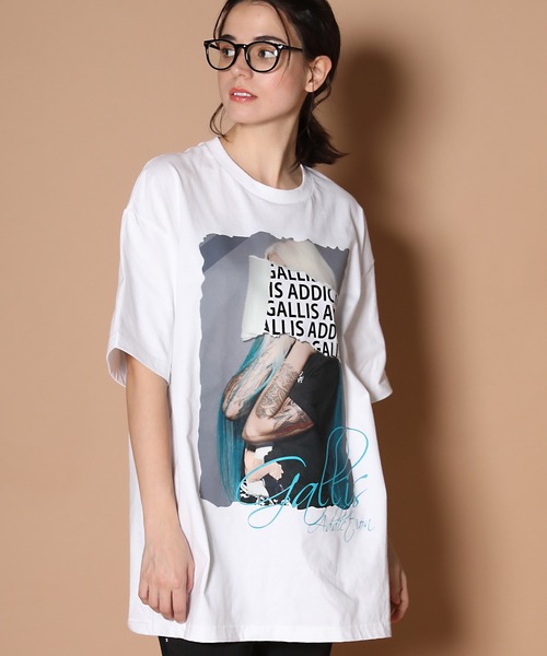 GALLIS ADDICTION（ガリスアディクション）の「GA・LADYグリッターロゴ Tシャツ（Tシャツ/カットソー・メンズ・ミント/ブラック/ホワイト・M/L）」の4枚目の写真