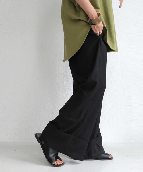 antiqua(アンティカ)の「センタープレスワイドパンツ(その他パンツ・レディース・ブルー系その他/チョコ/ブラウン系その他/ブラック・FREE)」の7枚目の写真