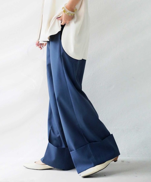 antiqua(アンティカ)の「センタープレスワイドパンツ(その他パンツ・レディース・ブルー系その他/チョコ/ブラウン系その他/ブラック・FREE)」の15枚目の写真