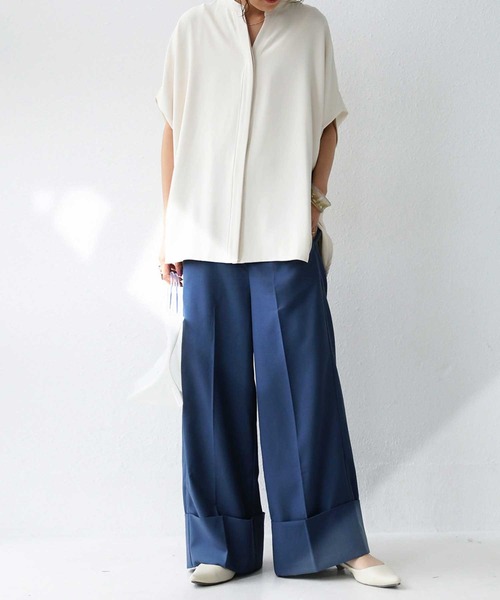 antiqua(アンティカ)の「センタープレスワイドパンツ(その他パンツ・レディース・ブルー系その他/チョコ/ブラウン系その他/ブラック・FREE)」の17枚目の写真
