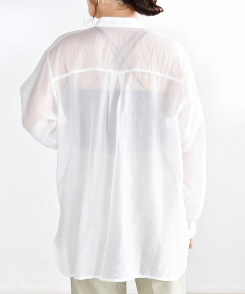 Ambre Neige（アンブルネージュ）の「シアーバンドカラーシャツ／【WEB/EC限定商品】（シャツ/ブラウス・レディース・ホワイト/モカ・FREE）」の3枚目の写真