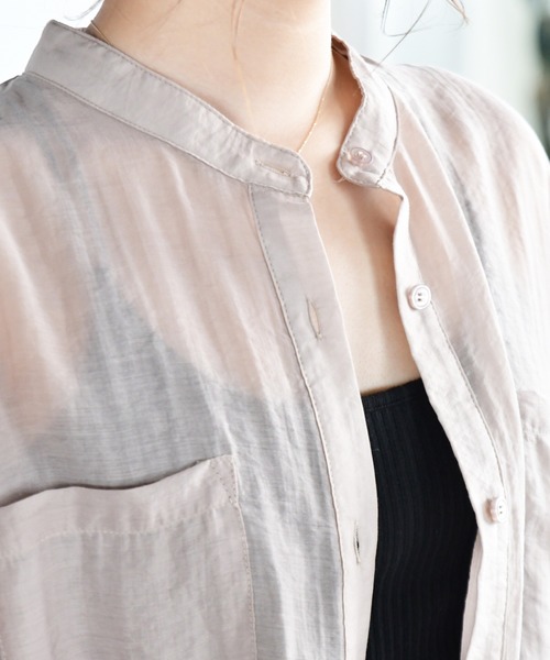 Ambre Neige（アンブルネージュ）の「シアーバンドカラーシャツ／【WEB/EC限定商品】（シャツ/ブラウス・レディース・ホワイト/モカ・FREE）」の10枚目の写真