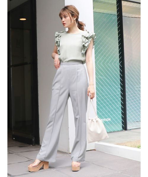 dazzlin（ダズリン）の「セミフレアプレスパンツ（その他パンツ・レディース・ブラウン/グレー/キャメル・FREE）」の4枚目の写真