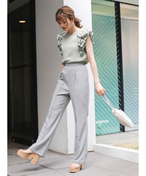 dazzlin（ダズリン）の「セミフレアプレスパンツ（その他パンツ・レディース・ブラウン/グレー/キャメル・FREE）」の8枚目の写真