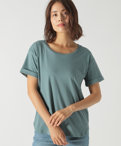 BAYFLOW(ベイフロー)の「シルケットクルーネックシャツ(Tシャツ/カットソー・レディース・ブラック/オフホワイト/ブルー/キャメル・SMALL/MEDIUM)」の1枚目の写真