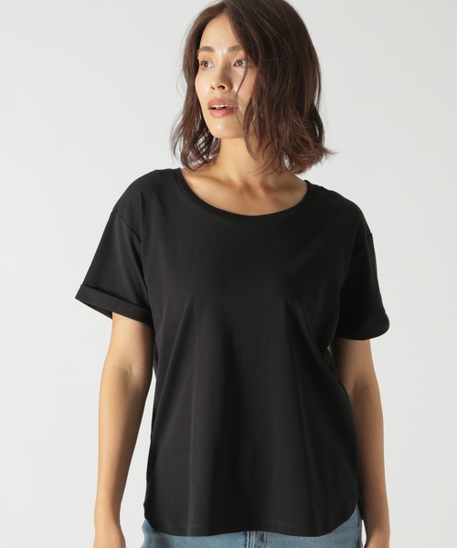 BAYFLOW(ベイフロー)の「シルケットクルーネックシャツ(Tシャツ/カットソー・レディース・ブラック/オフホワイト/ブルー/キャメル・SMALL/MEDIUM)」の3枚目の写真